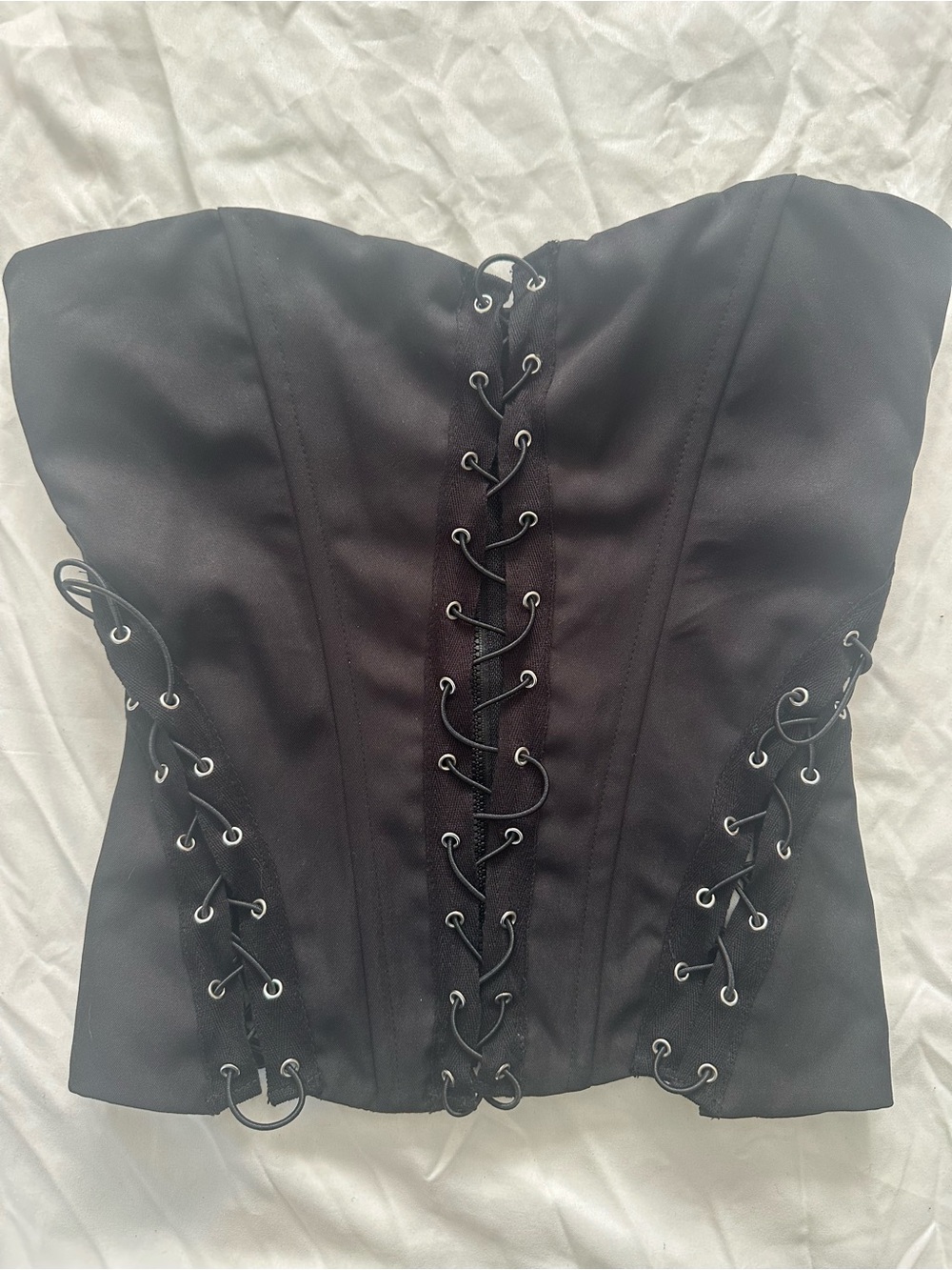 Princess Polly Black Lace-Up Corset Strapless Top 4 NWTS